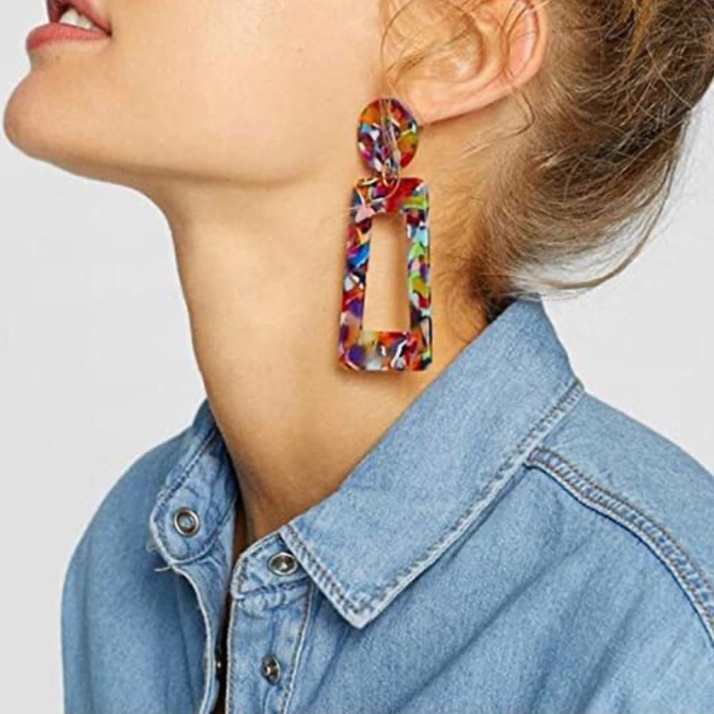 Colorful Acrylic Tassel Earrings Set
